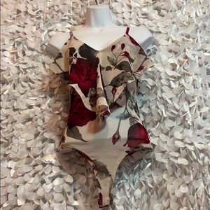 Privy Rose mesh print bodysuit